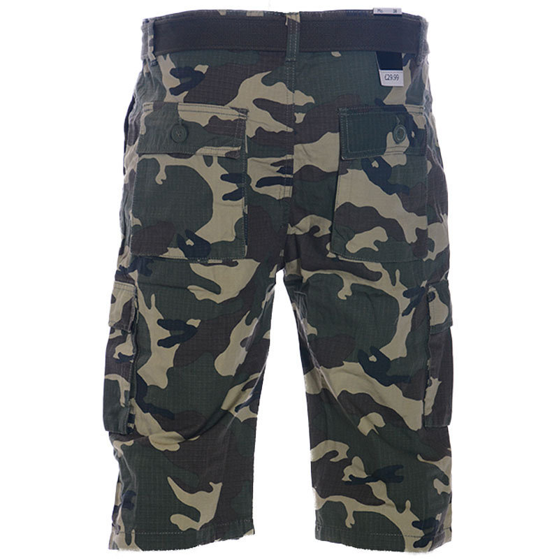 Enzo Jeans Mens Cargo Camo Shorts Summer Combat Camouflage Chino Half Pants